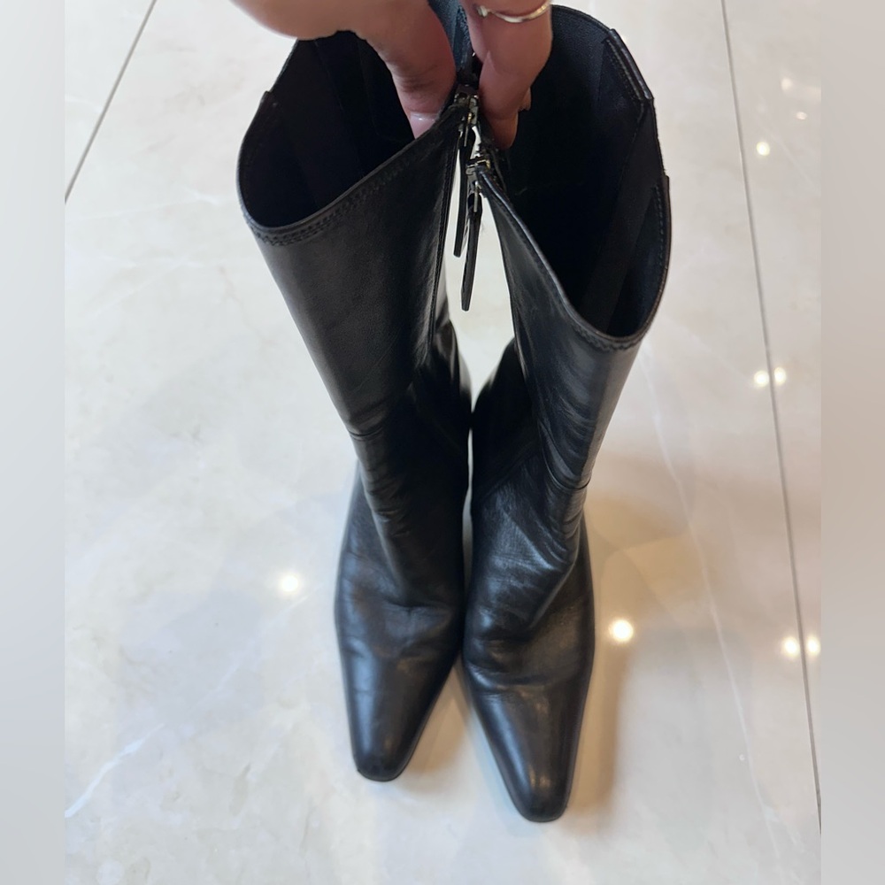 Prada Black Leather Knee-High Boots